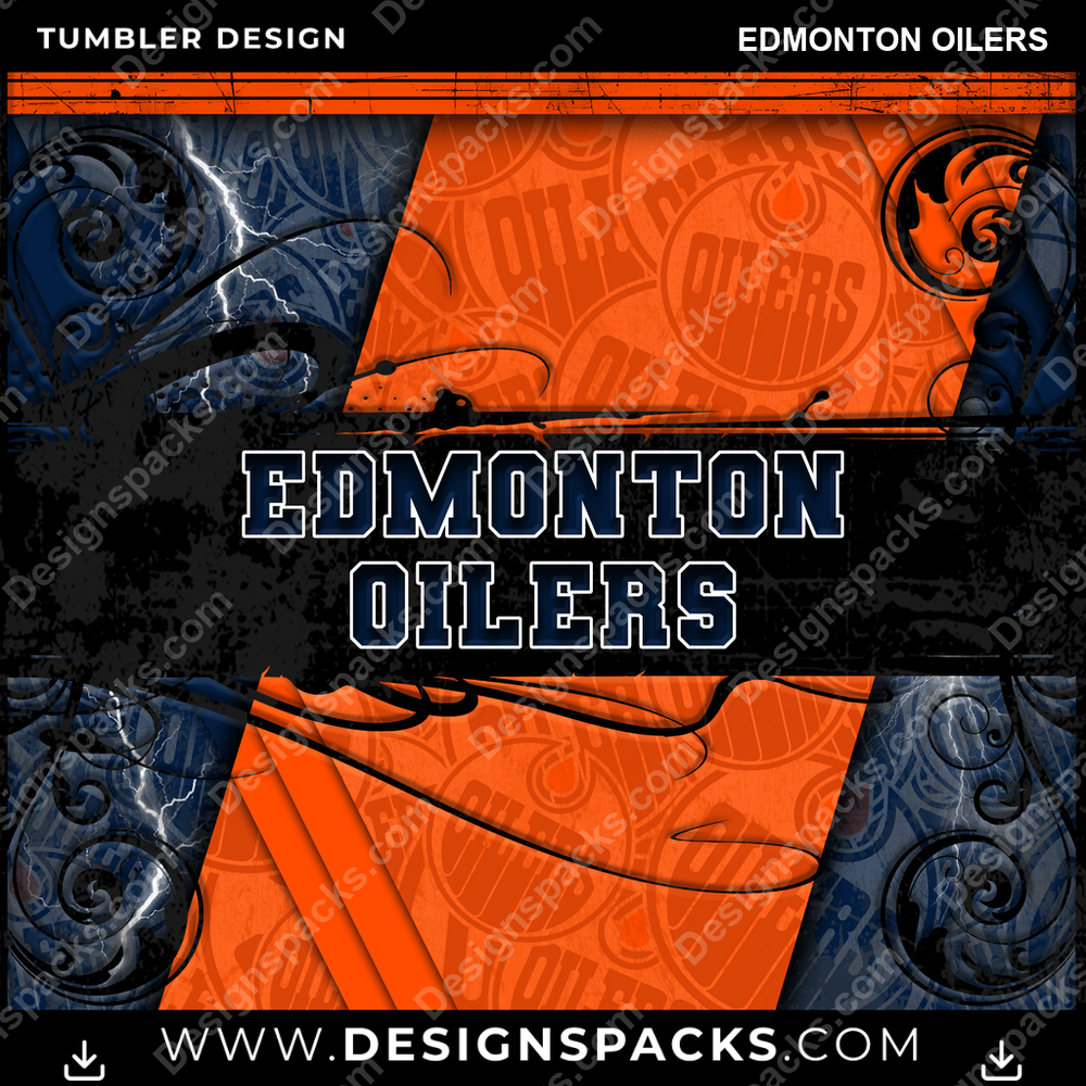 Hockey Elegant Edmonton Oilers Tumbler Digital Wrap Design