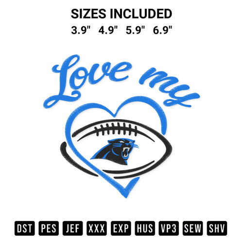 Looking for the perfect pattern? Download the Love My Carolina Panthers Embroidery Design embroidery design today at Designspacks.com. Crisp, clean stitching guaranteed. Available sizes: 3.9