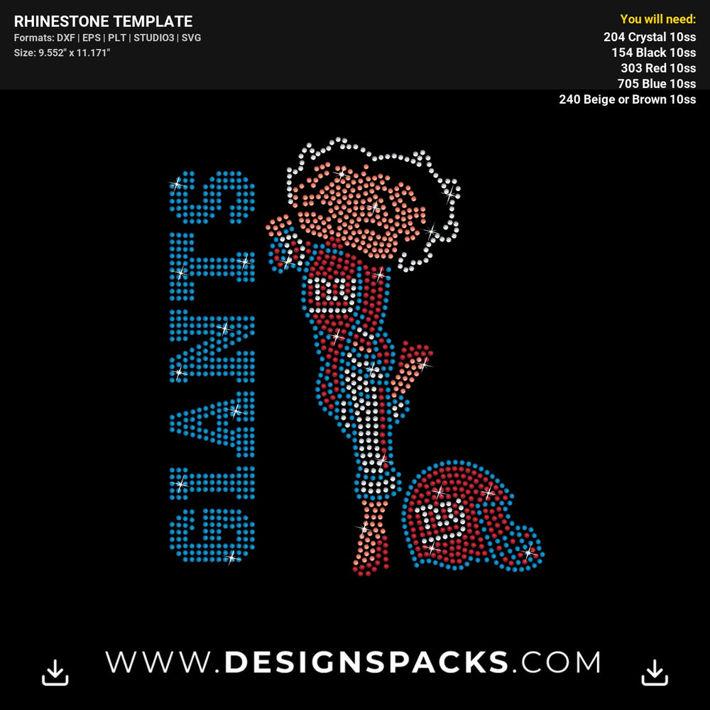 Betty Boop New York Giants Updated Rhinestone Digital Template