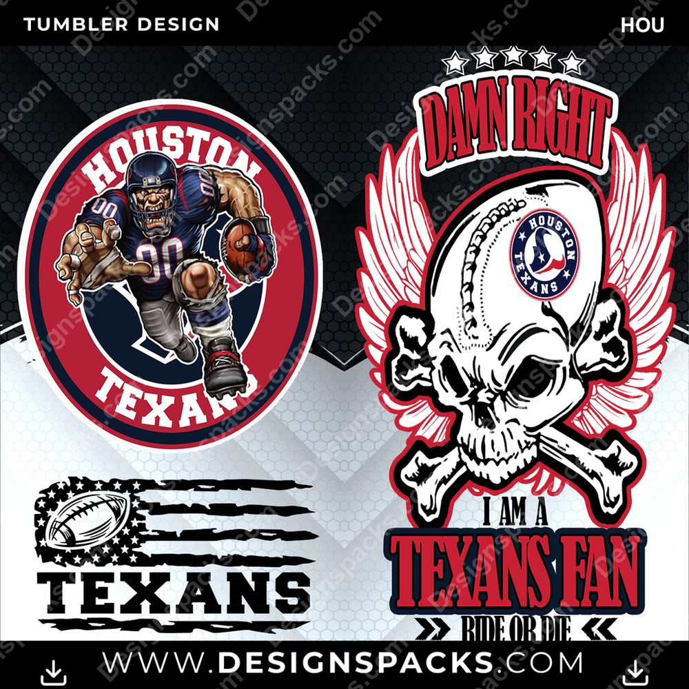 Football Skull HOU Tumbler Digital Wrap Design