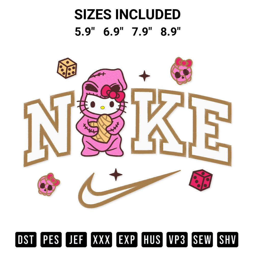 Download the Oogie Boogie Hello Kitty Concha X Nike Embroidery Design machine embroidery design exclusively at Designspacks.com. Premium digitized pattern for apparel and DIY crafts. Available sizes: 5.9", 6.9", 7.9", 8.9".