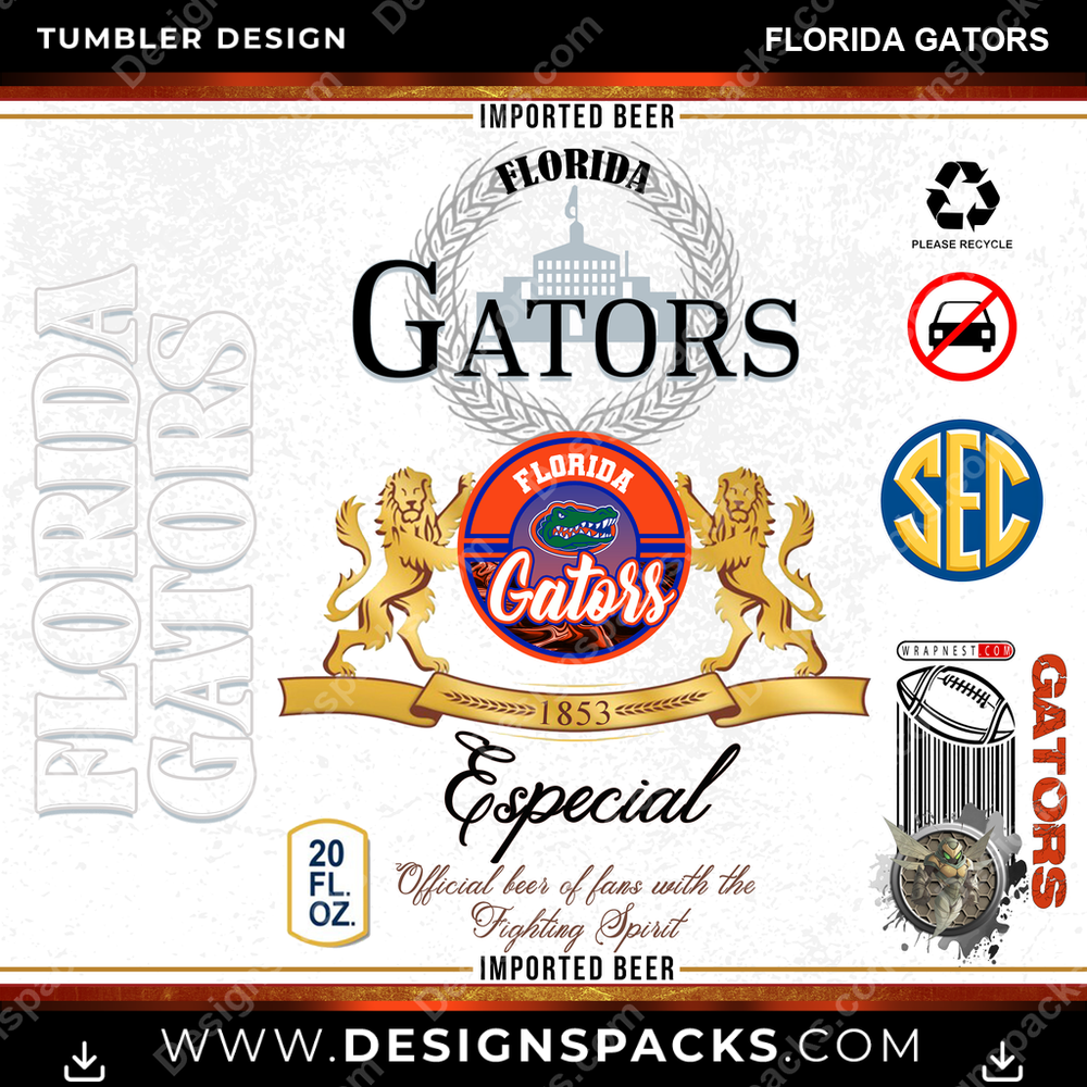 College Sport Modelo Florida Gators Tumbler Digital Wrap Design
