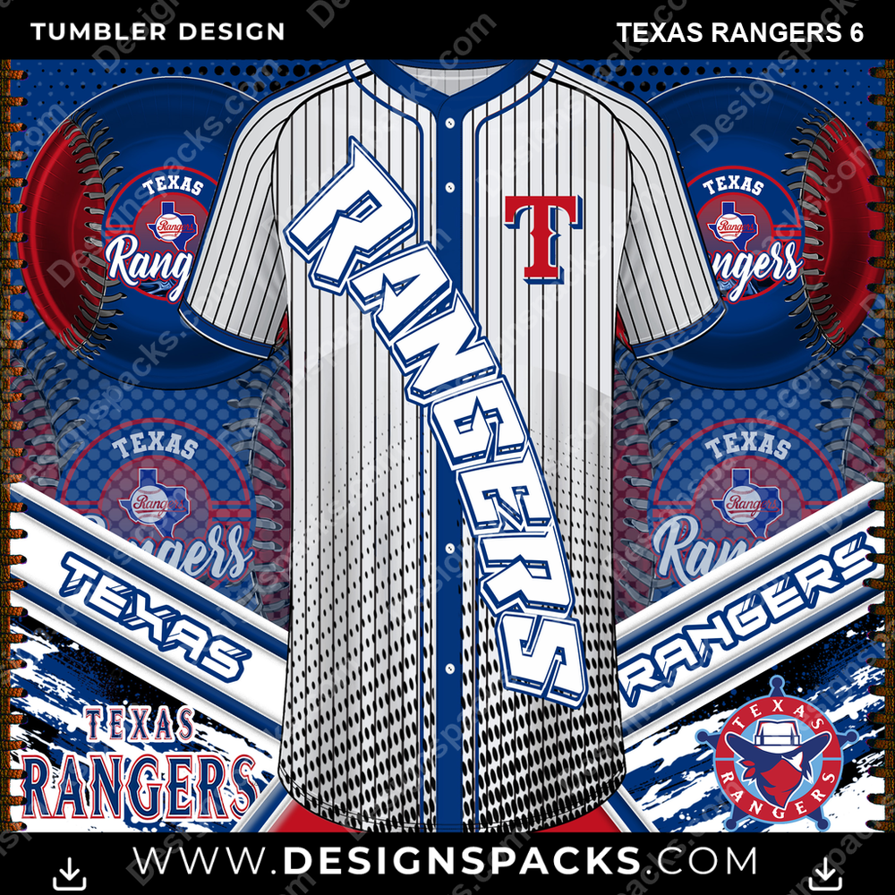 Baseball Jersey Team Texas Rangers Tumbler Digital Wrap Design
