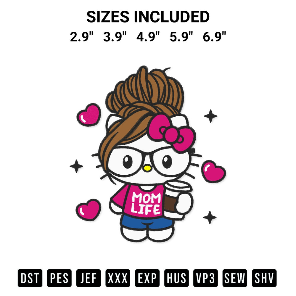 Transform your fabrics with the Hello Kitty Mom Life Embroidery Design embroidery design. Instant access to premium digitized patterns at Designspacks.com. Available sizes: 2.9", 3.9", 4.9", 5.9", 6.9".