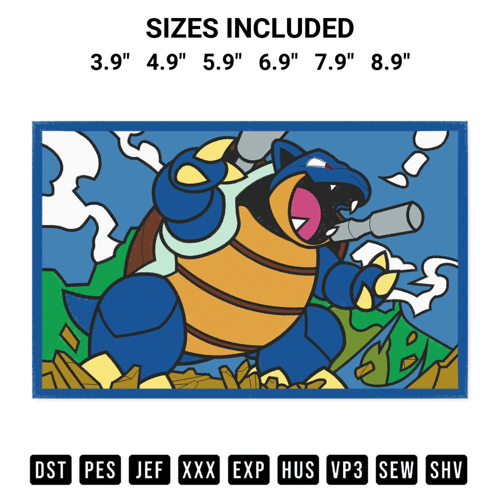 Add a unique touch to your apparel with the Pokemon Blastoise Embroidery Design embroidery file. Premium instant download available now on Designspacks.com. Available sizes: 3.9", 4.9", 5.9", 6.9", 7.9", 8.9".