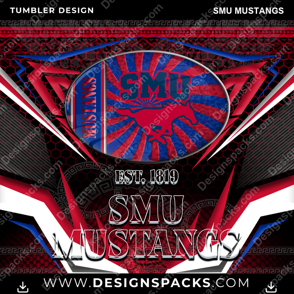 College Sport Tribal SMU Mustangs NCAA College Sport Tumbler Digital Wrap Design Download