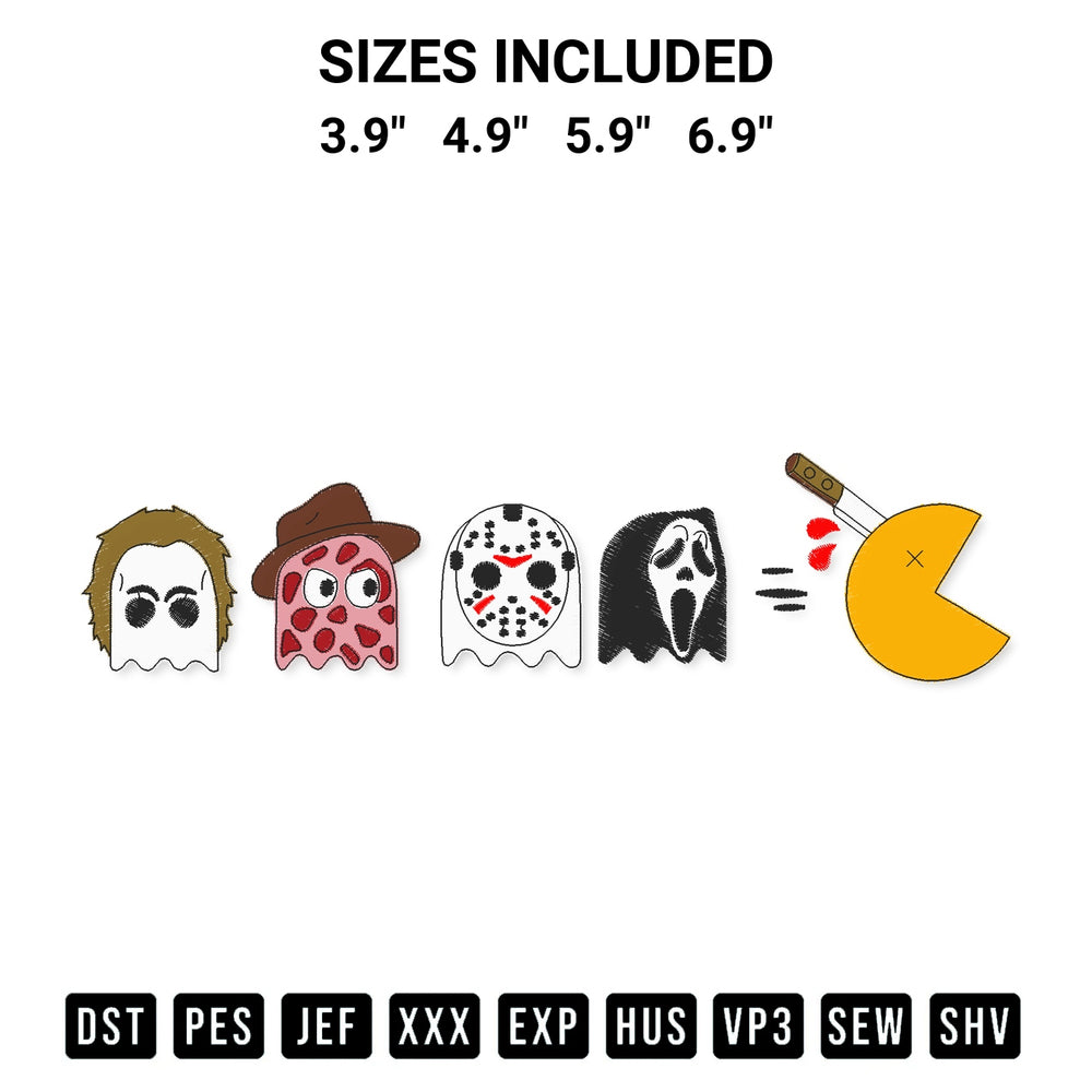 Get the Pacman Horror Characters Embroidery Design embroidery design for your custom crafts! Premium digitized files available for instant download at Designspacks.com. Available sizes: 3.9", 4.9", 5.9", 6.9".