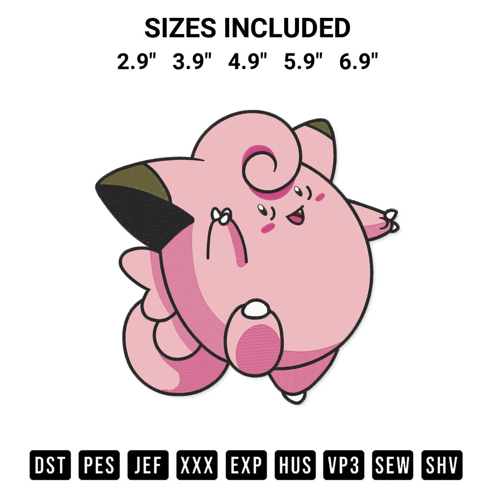 Discover the perfect addition to your crafting collection: Clefairy Pokemon Embroidery Design embroidery file. Instantly available at Designspacks.com. Available sizes: 2.9", 3.9", 4.9", 5.9", 6.9".