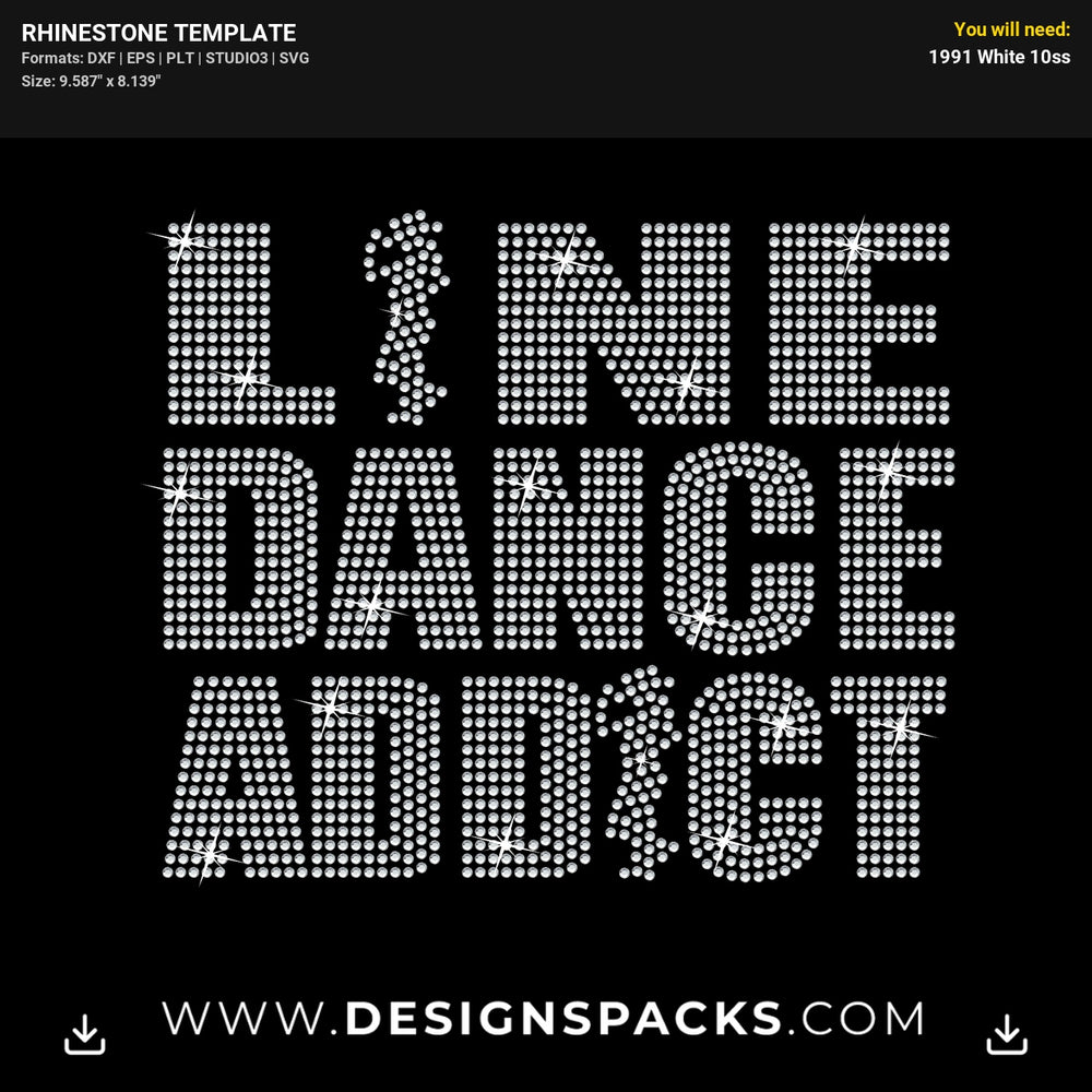 Line Dance Addict Rhinestone Digital Template