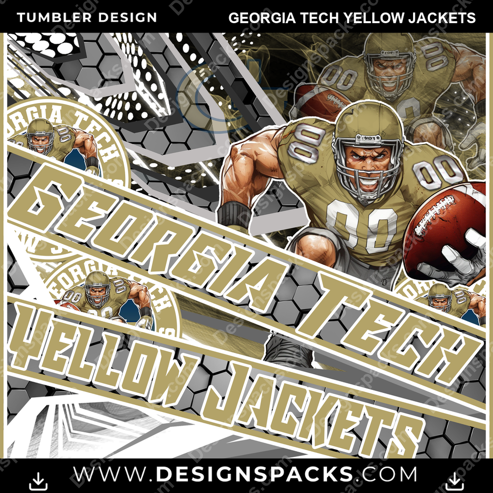 College Sport Fathead Georgia Tech Yellow Jackets NCAA College Sport Tumbler Digital Wrap Design Download