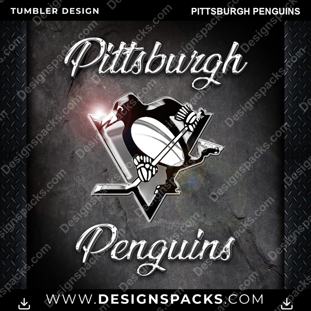 Ice Hockey Chrome Pittsburgh Penguins Tumbler Digital Wrap Design