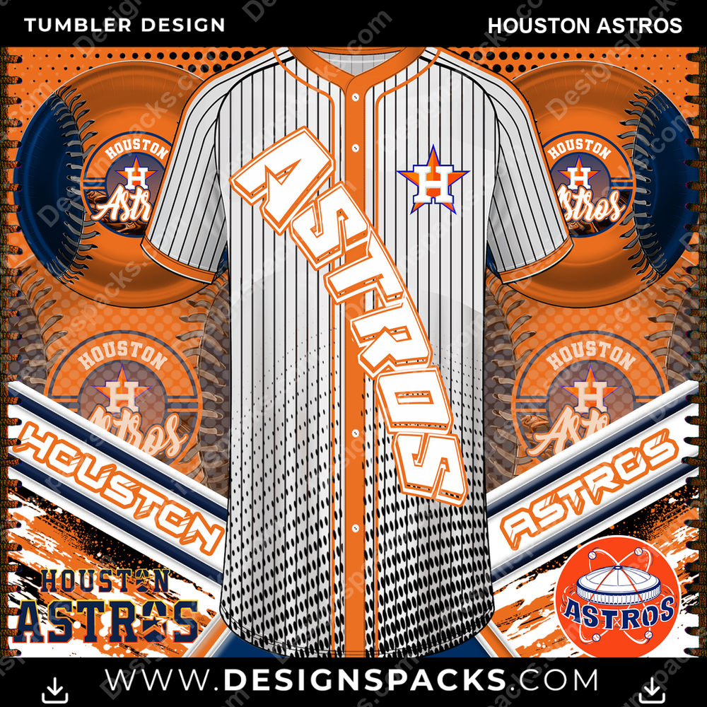 Baseball Jersey Team Houston Astros Tumbler Digital Wrap Design