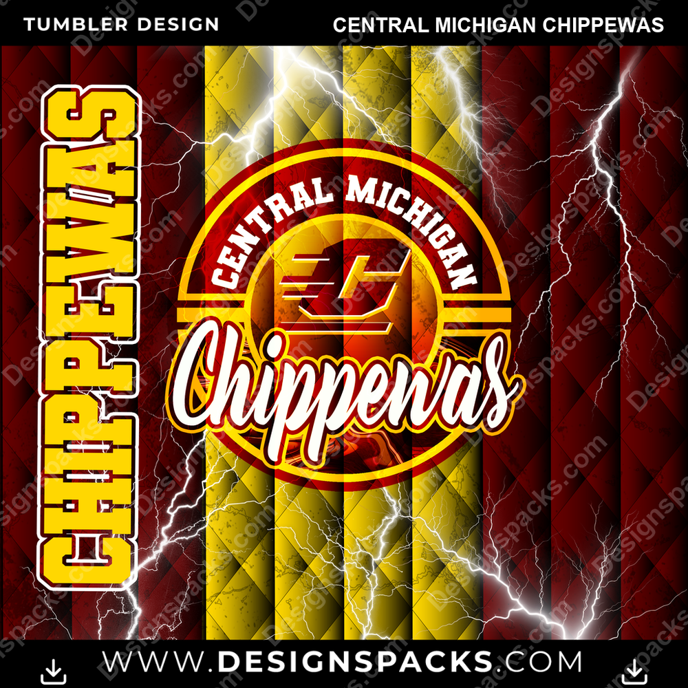 College Sport Diamond Central Michigan Chippewas NCAA College Sport Tumbler Digital Wrap Design Download