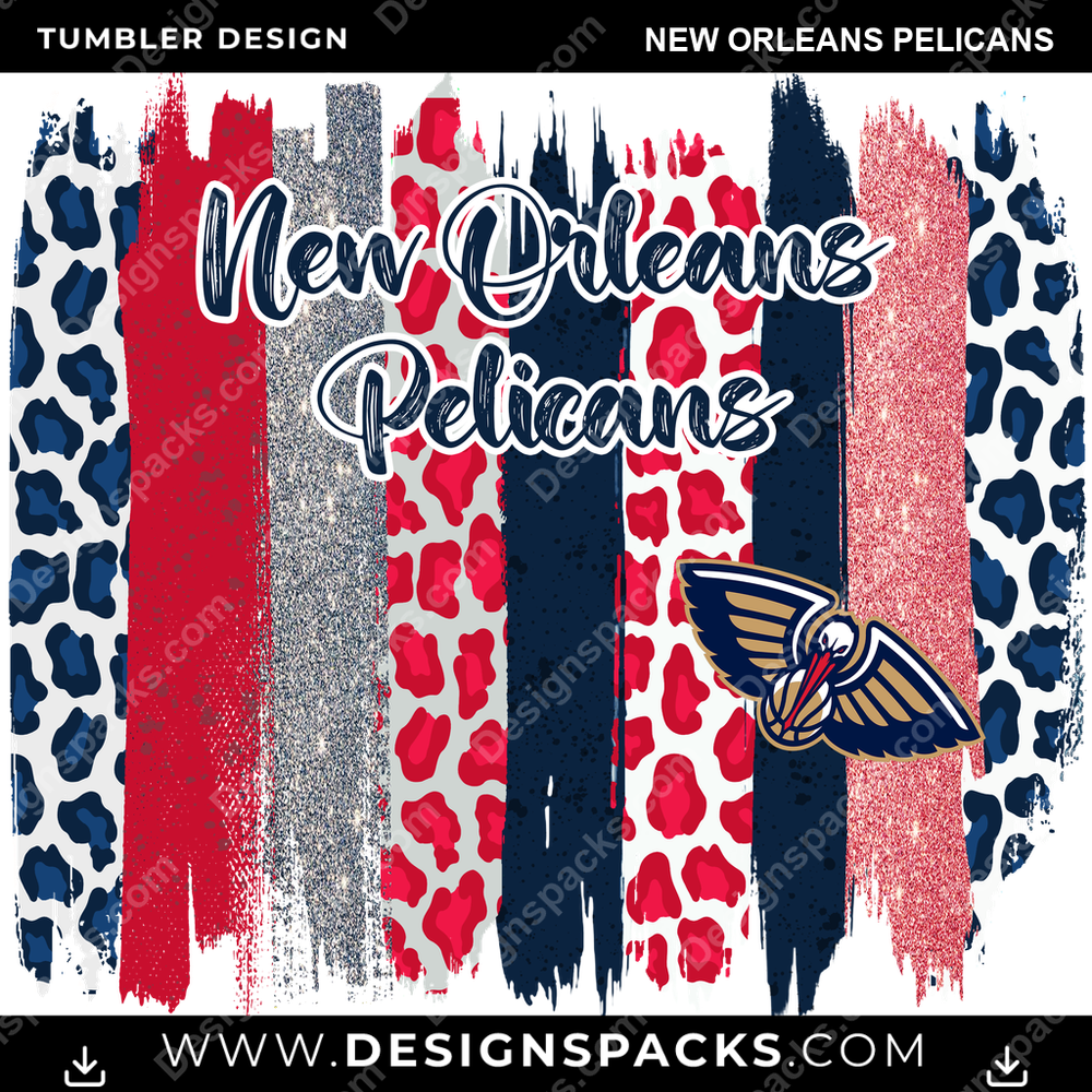Basketball Brush Strokes New Orleans Pelicans NBA Basketball Tumbler Digital Wrap Design Download