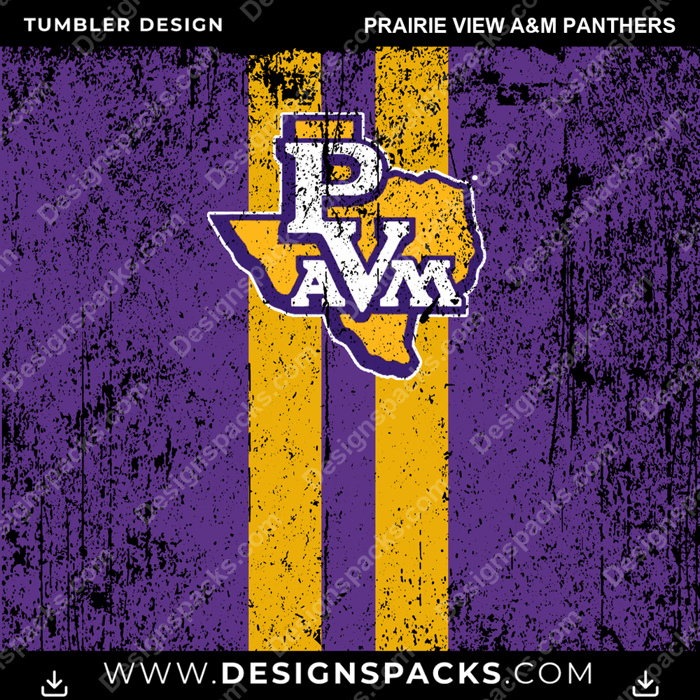 College Sport Grunge Style Prairie View A&M Panthers Tumbler Digital Wrap Design
