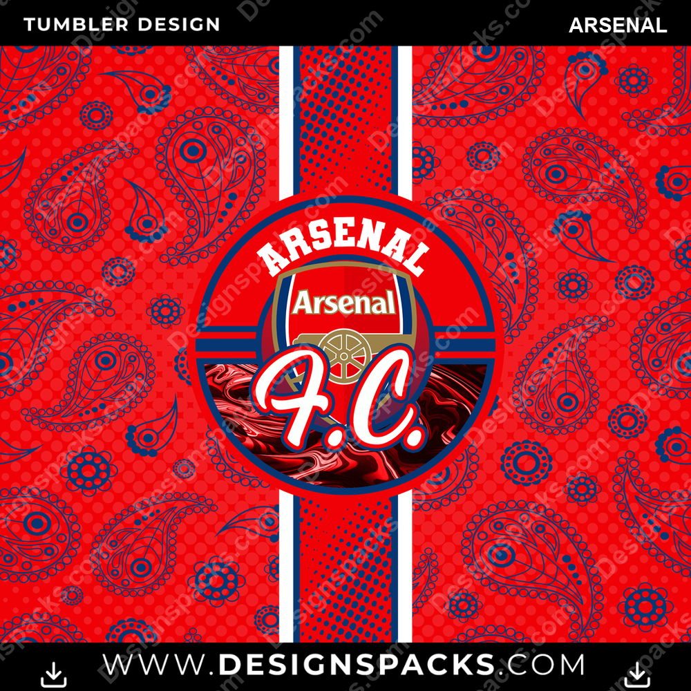 Soccer UK Handkerchief Arsenal Tumbler Digital Wrap Design