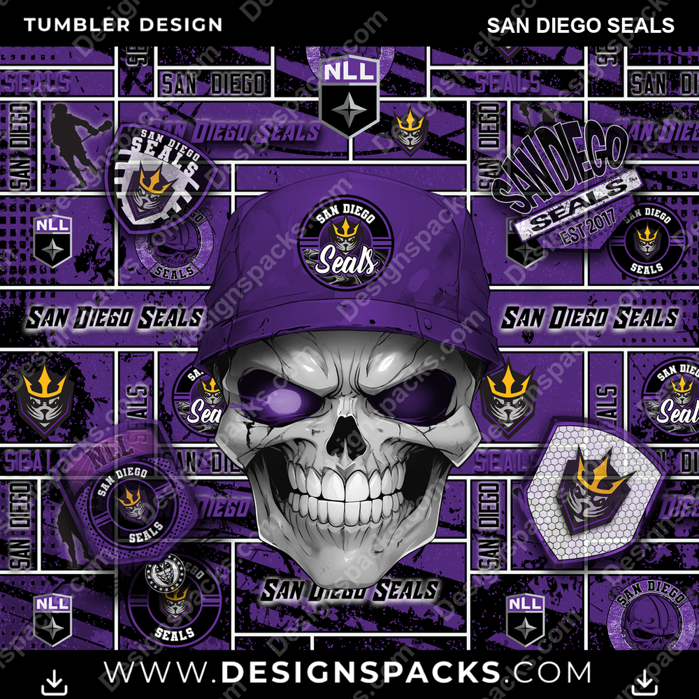 Lacrosse Skull San Diego Seals Tumbler Digital Wrap Design