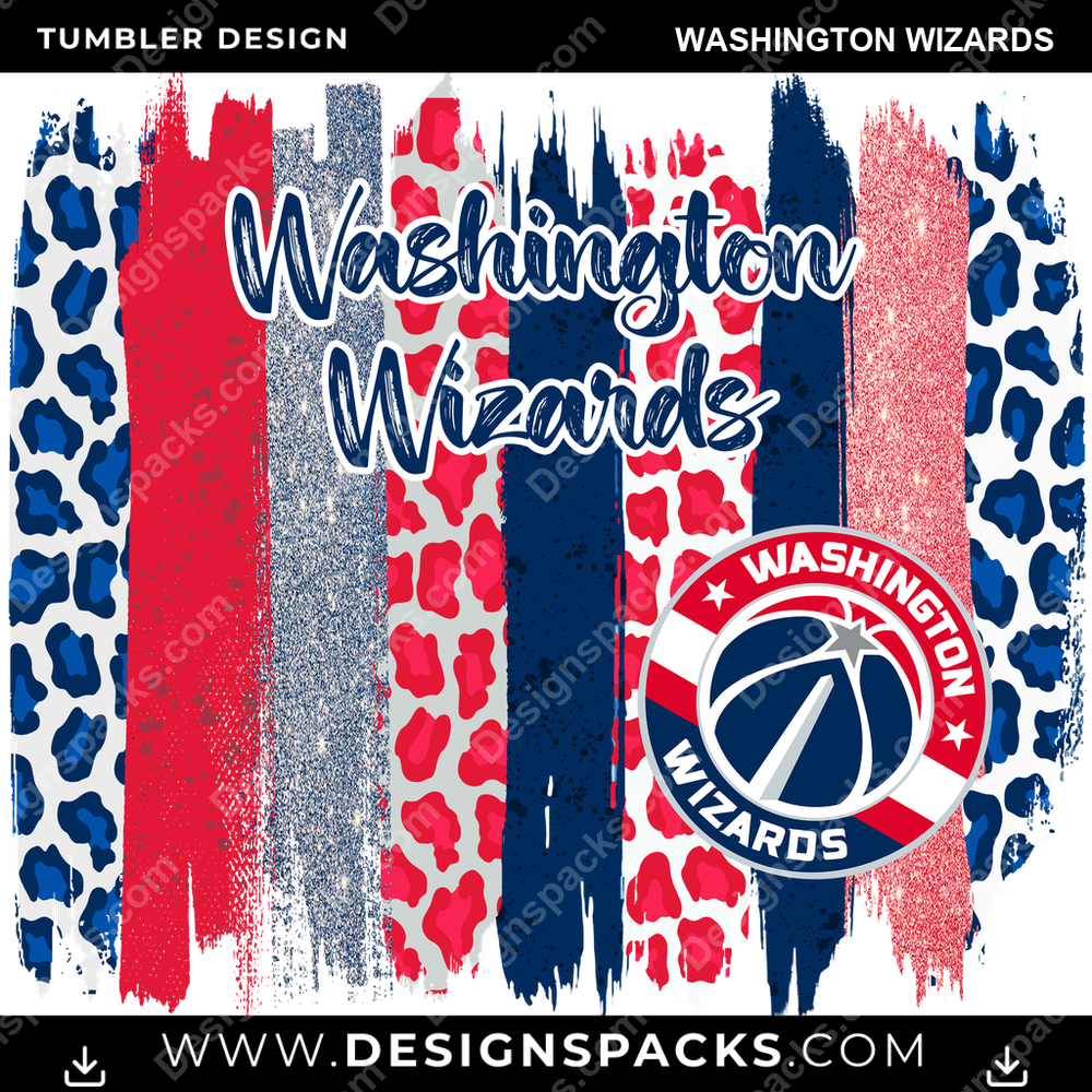 Basketball Brush Strokes Washington Wizards Tumbler Digital Wrap Design
