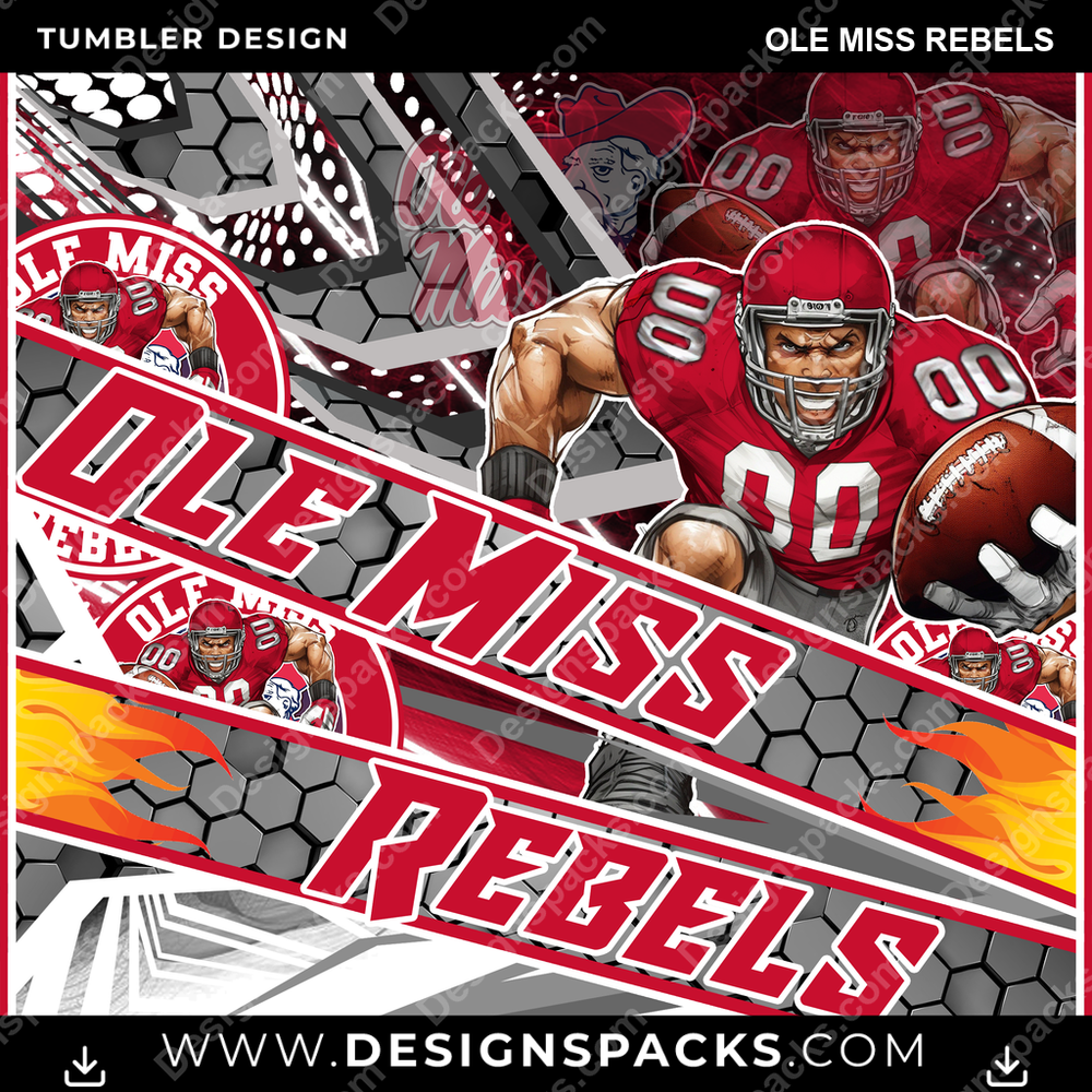 College Sport Fathead Ole Miss Rebels NCAA College Sport Tumbler Digital Wrap Design Download
