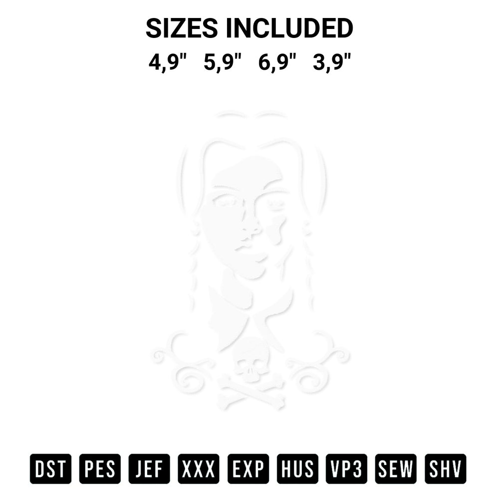 Shop the Beware Wednesday Addams Embroidery Design machine embroidery pattern at Designspacks.com. Beautifully digitized for flawless stitching on any fabric. Available sizes: 4,9", 5,9", 6,9", 3,9".