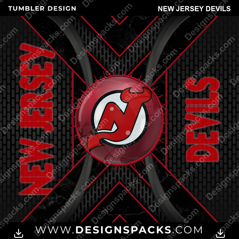 Ice Hockey Metal Grating New Jersey Devils Tumbler Digital Wrap Design