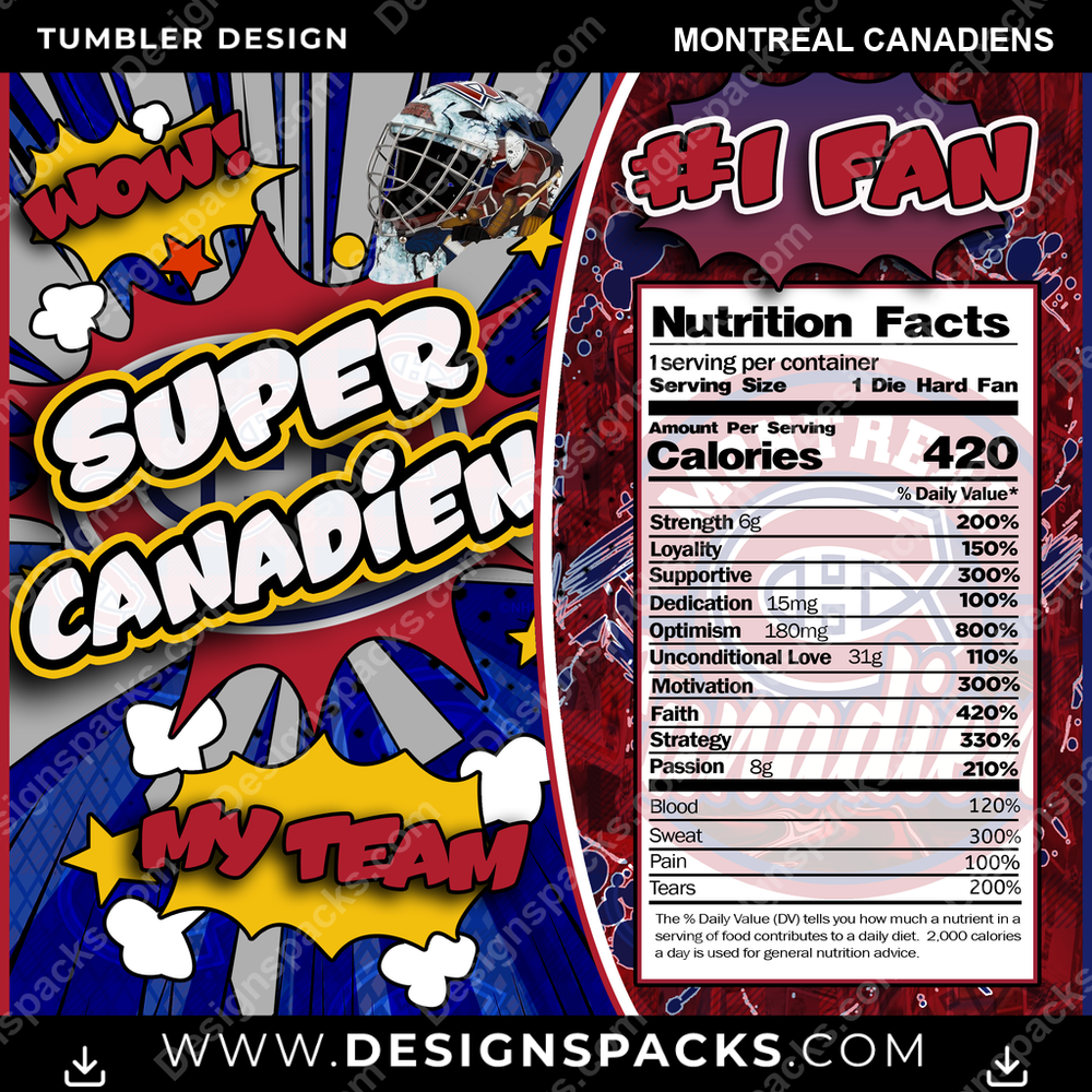 Hockey Super Team Montreal Canadiens NHL Hockey Tumbler Digital Wrap Design Download