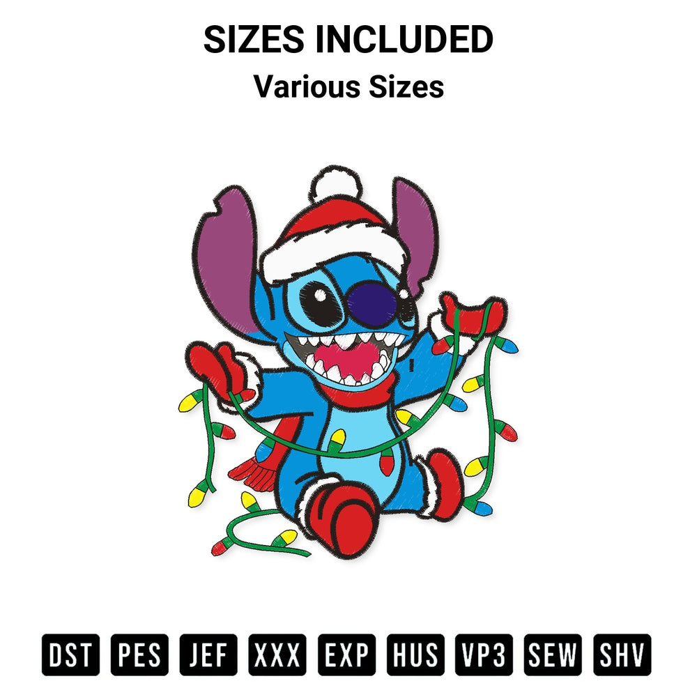 Stitch like a pro with the Stitch Christmas Embroidery Design embroidery pattern from Designspacks.com. High-quality digital machine embroidery file. Available sizes: Various Sizes.