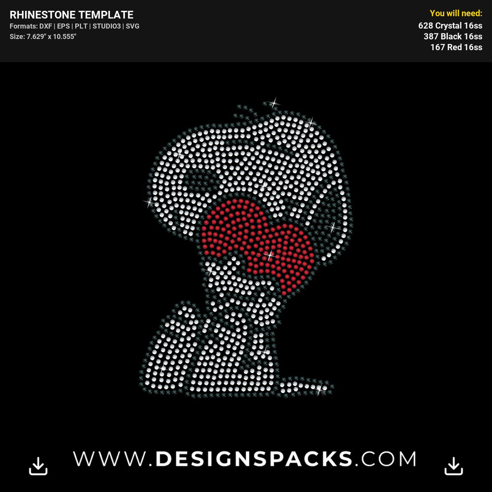 Snoopy Heart Rhinestone Digital Template