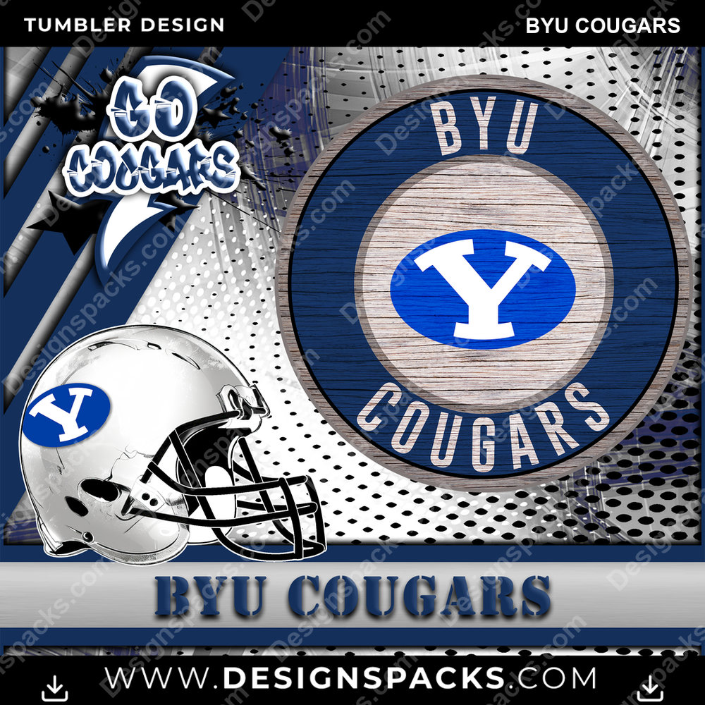College Sport Go Team 2 BYU Cougars Tumbler Digital Wrap Design