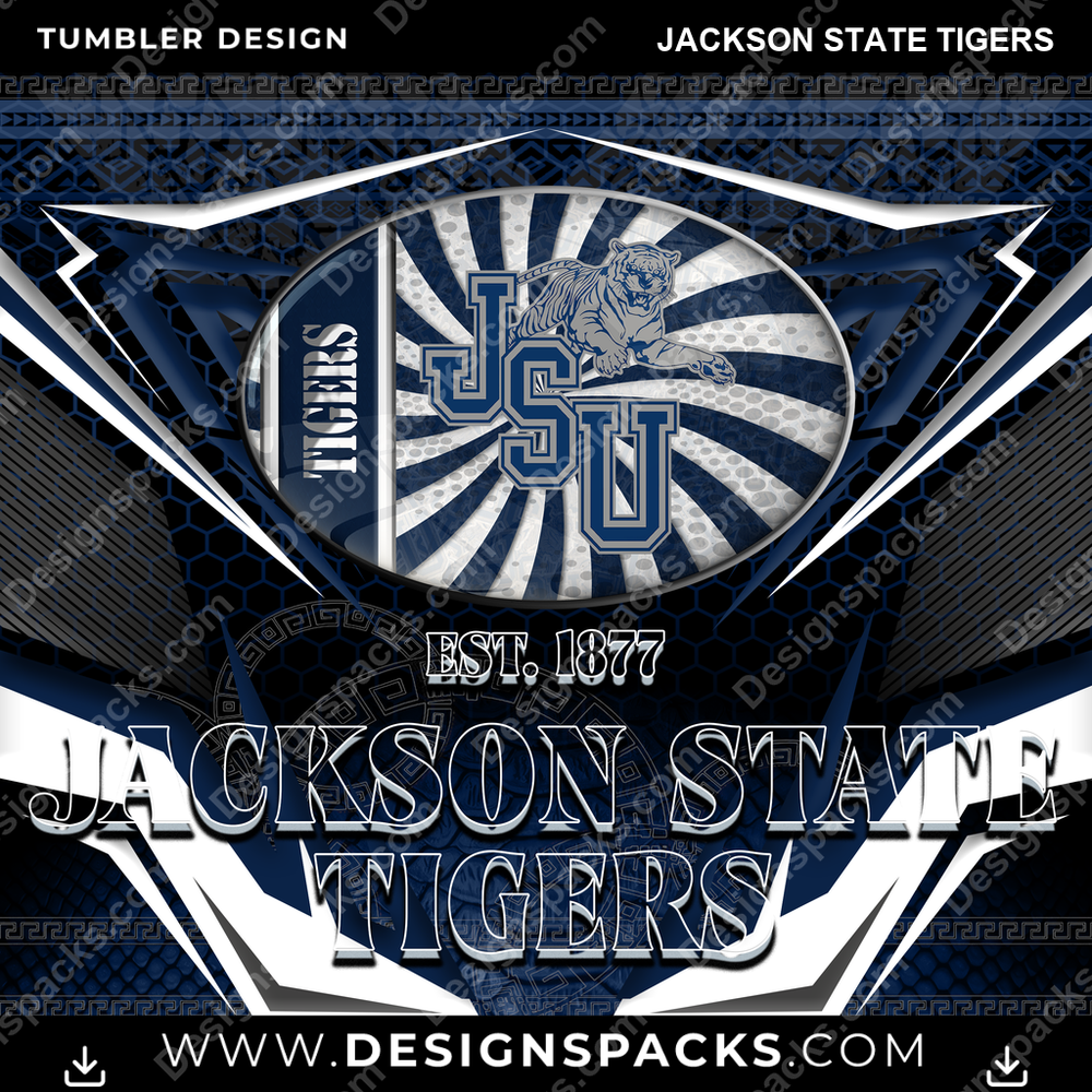 College Sport Tribal Jackson State Tigers Tumbler Digital Wrap Design