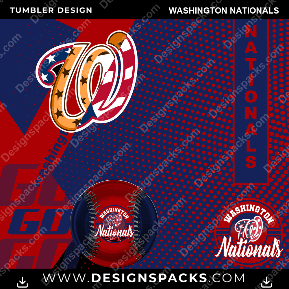 Baseball GO Washington Nationals Tumbler Digital Wrap Design