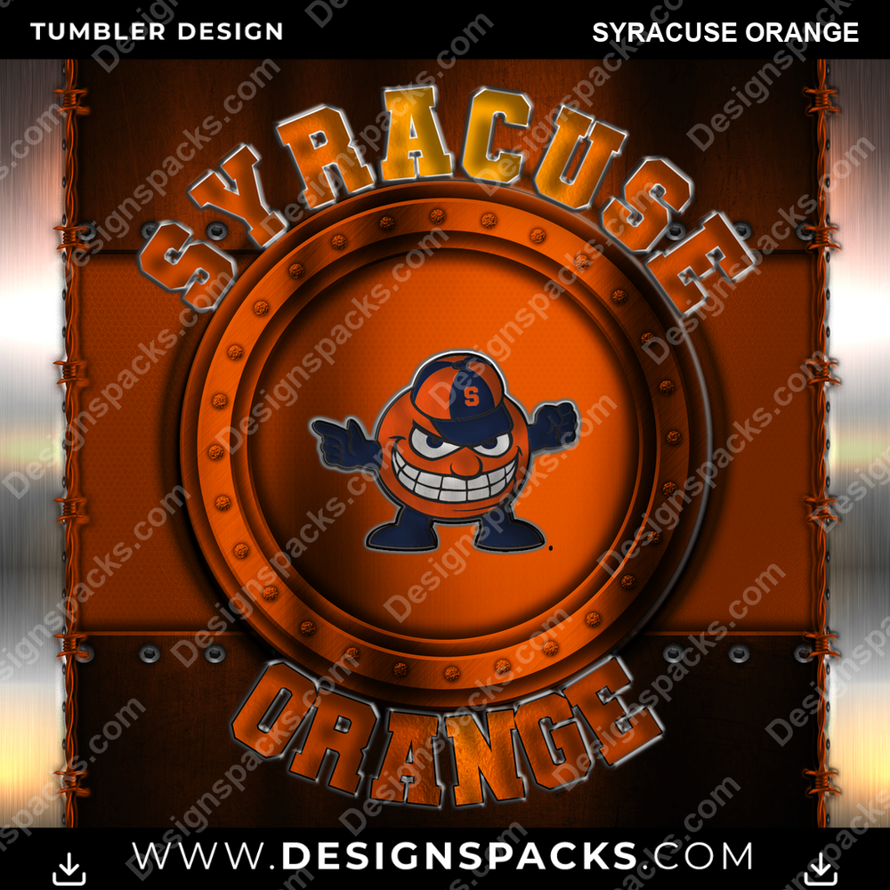 College Sport Metal Syracuse Orange NCAA College Sport Tumbler Digital Wrap Design Download