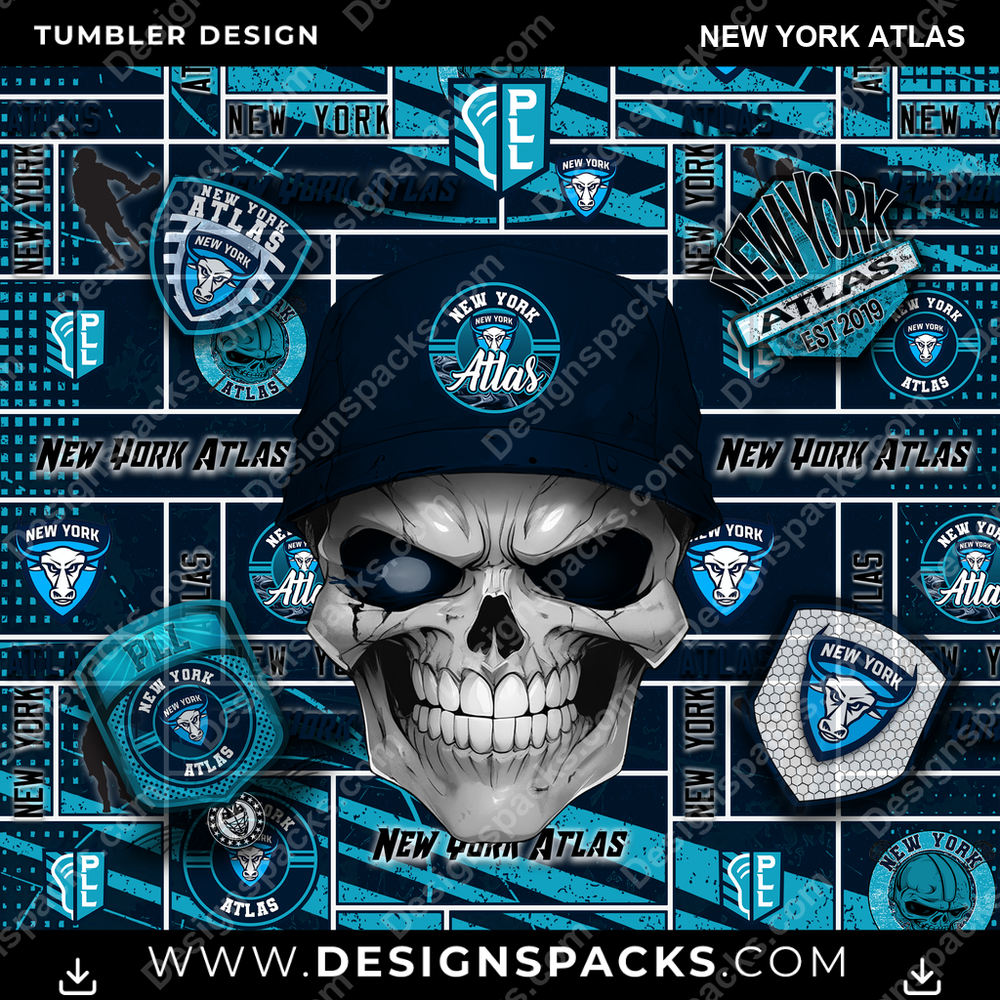 Lacrosse Skull New York Atlas Tumbler Digital Wrap Design