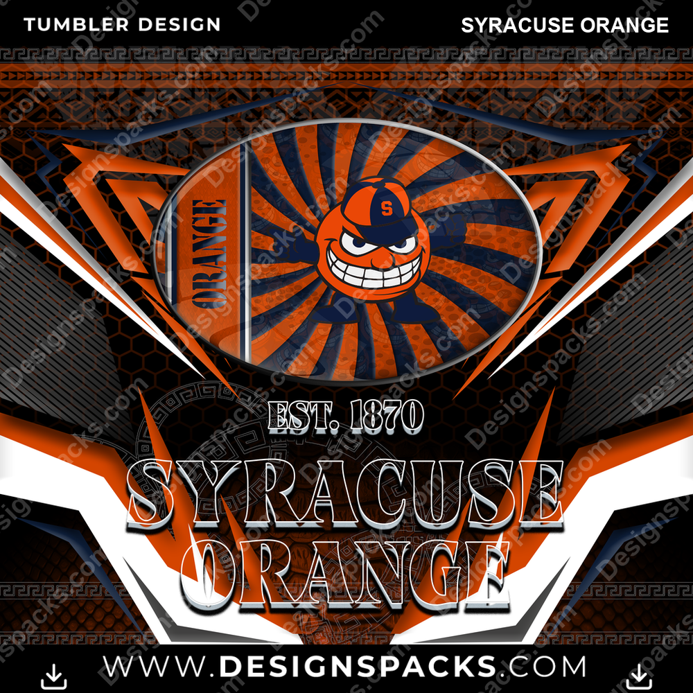College Sport Tribal Syracuse Orange NCAA College Sport Tumbler Digital Wrap Design Download