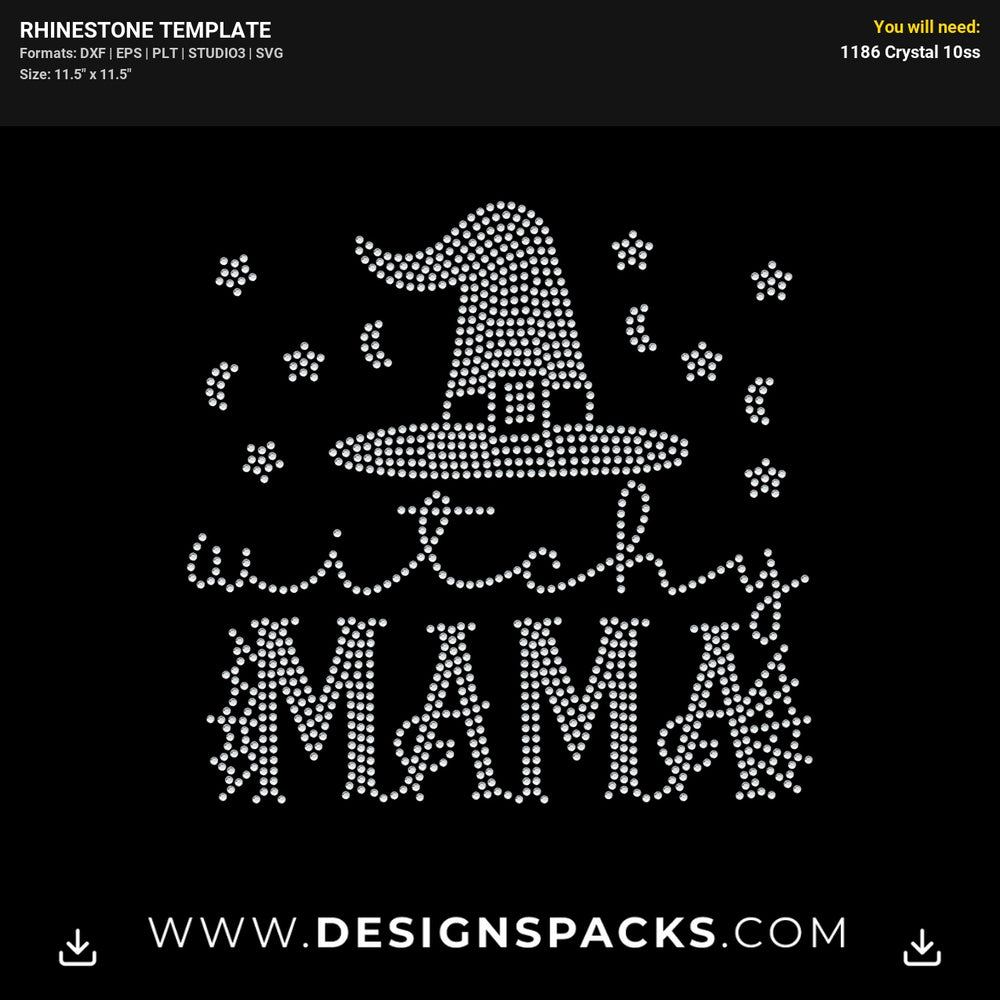 Witchy Mama Halloween Shirt Graphic Rhinestone Digital Template