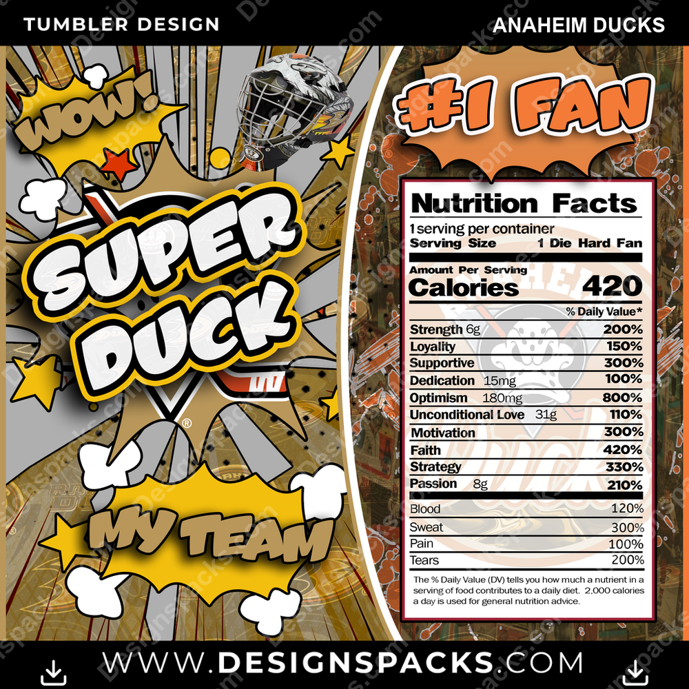 Hockey Super Team Anaheim Ducks Tumbler Digital Wrap Design