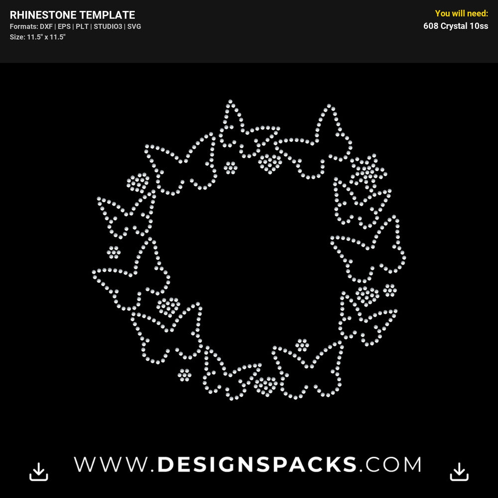 Butterfly Frame Rhinestone Digital Template