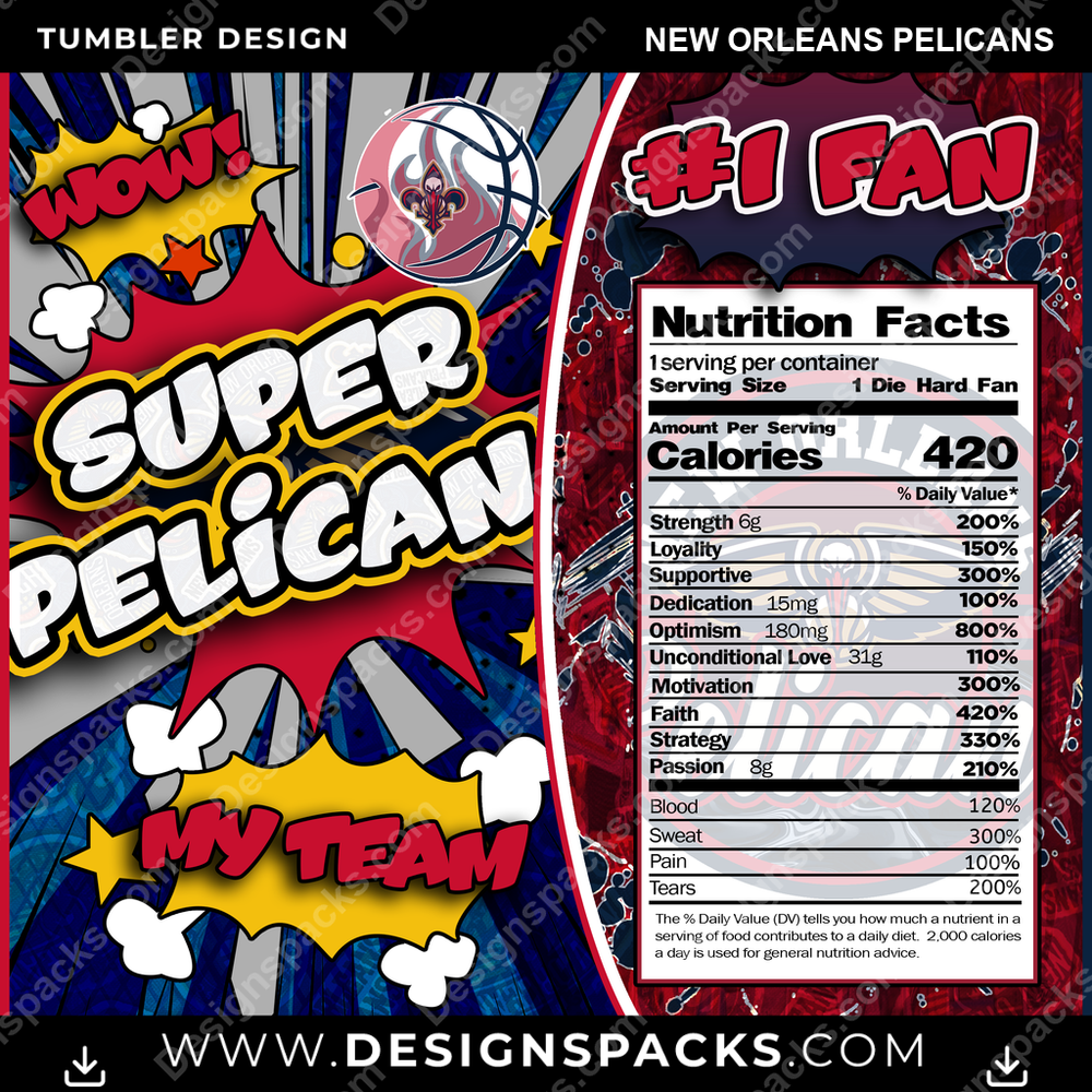 Basketball Super Team New Orleans Pelicans Tumbler Digital Wrap Design