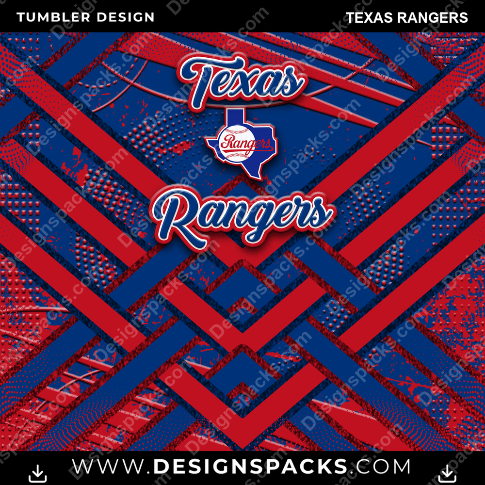 Baseball Glitter Stripe Texas Rangers Tumbler Digital Wrap Design