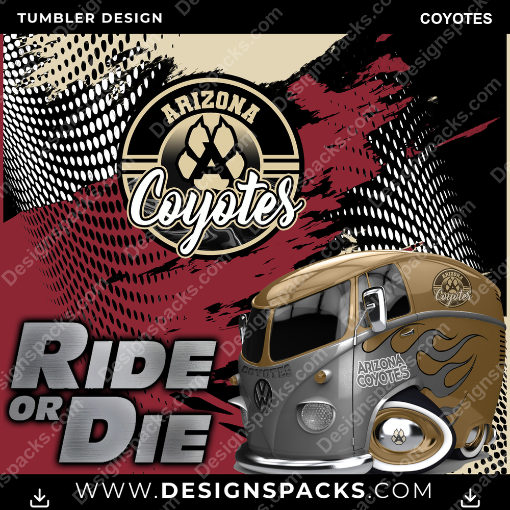 Ice Hockey RIDE or DIE COYOTES NHL Hockey Tumbler Digital Wrap Design Download