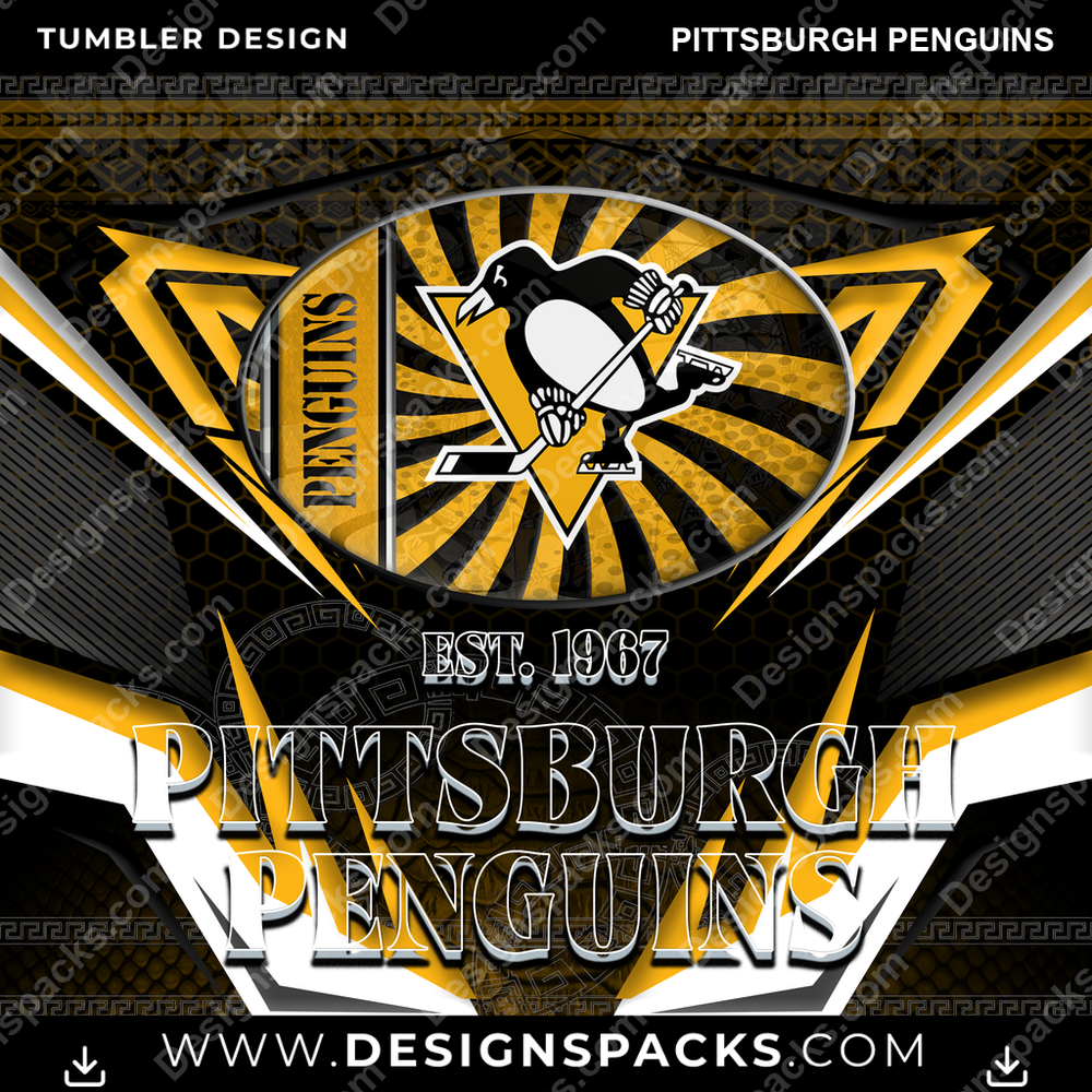 Hockey Tribal Pittsburgh Penguins Tumbler Digital Wrap Design