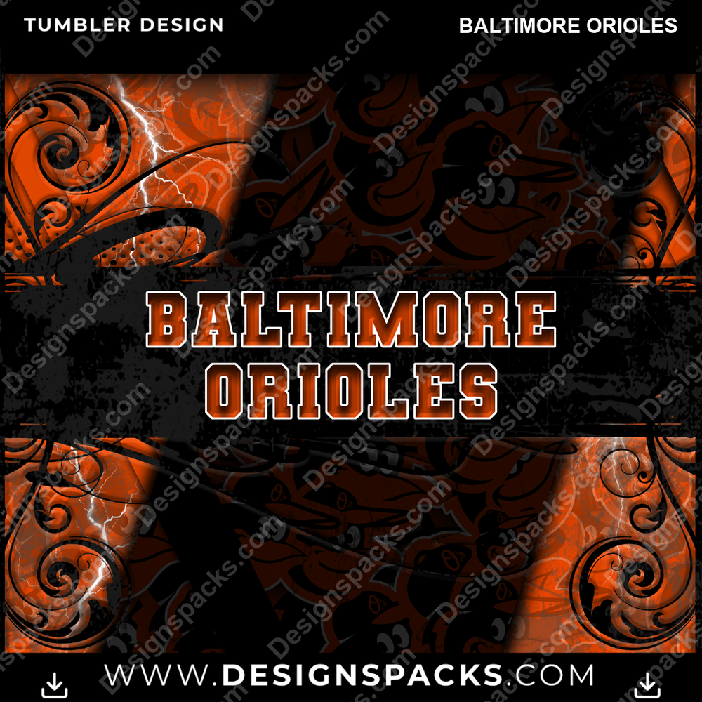 Baseball Elegant Baltimore Orioles Tumbler Digital Wrap Design