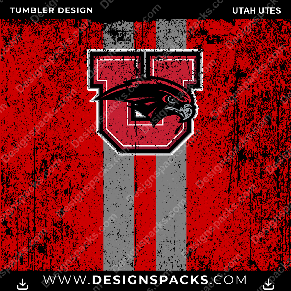 College Sport Grunge Style Utah Utes NCAA College Sport Tumbler Digital Wrap Design Download