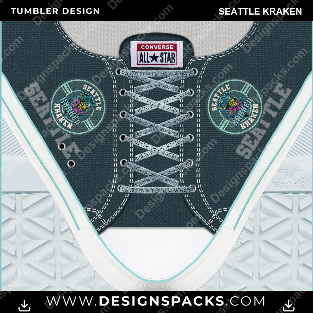 Ice Hockey Converse Seattle Kraken Tumbler Digital Wrap Design