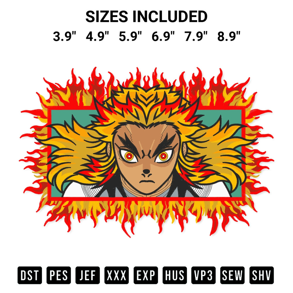 Download the Demon Slayer Rengoku Fire Embroidery Design machine embroidery design exclusively at Designspacks.com. Premium digitized pattern for apparel and DIY crafts. Available sizes: 3.9", 4.9", 5.9", 6.9", 7.9", 8.9".