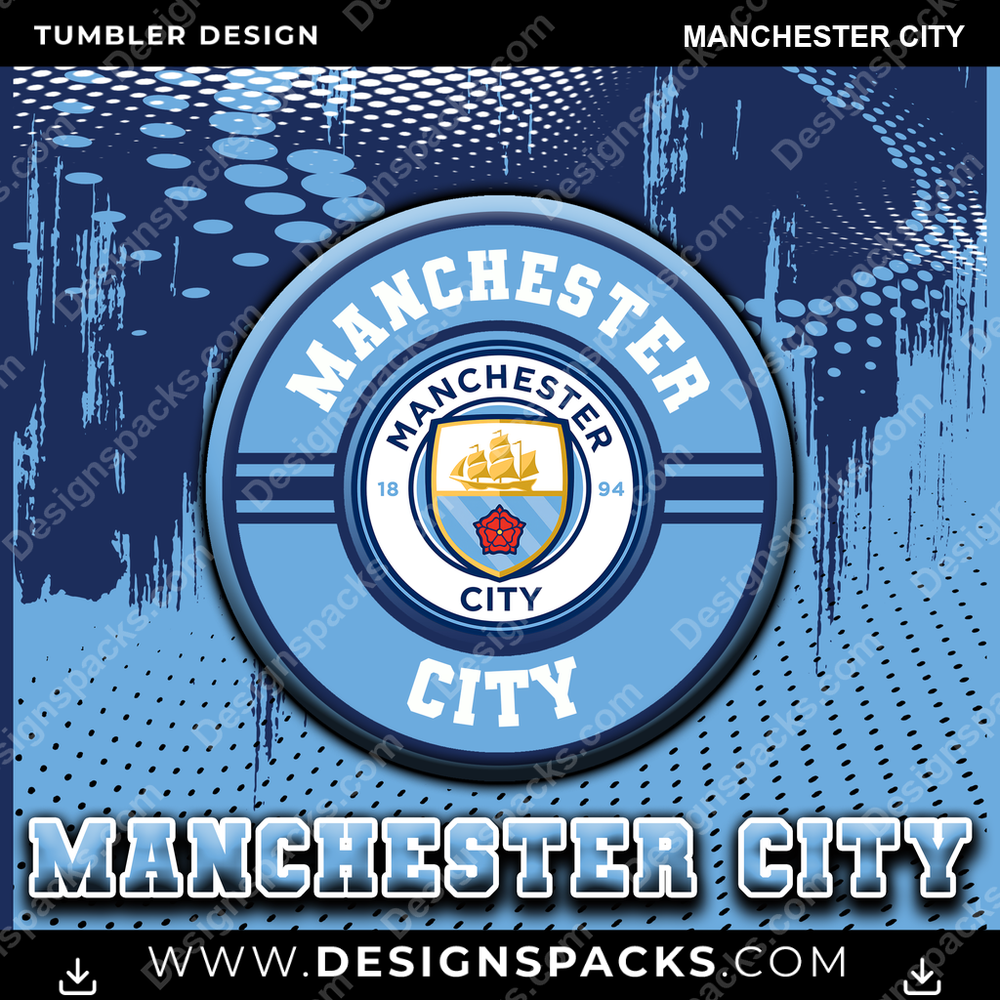 Soccer UK Dot Logo Manchester City Tumbler Digital Wrap Design
