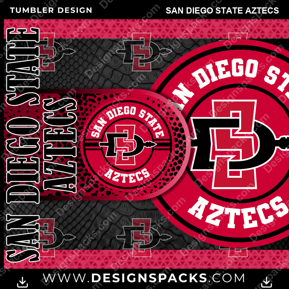 College Sport Hyper San Diego State Aztecs Tumbler Digital Wrap Design