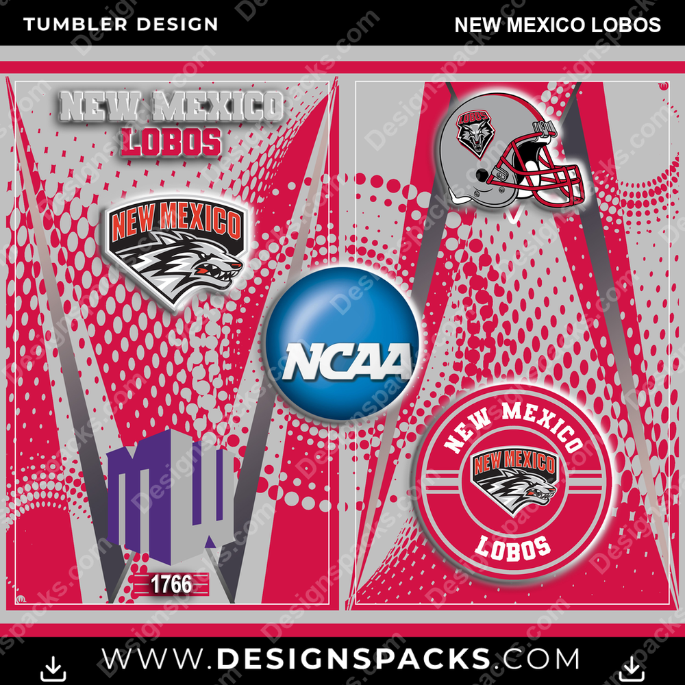 College Sport Team Logo New Mexico Lobos NCAA College Sport Tumbler Digital Wrap Design Download