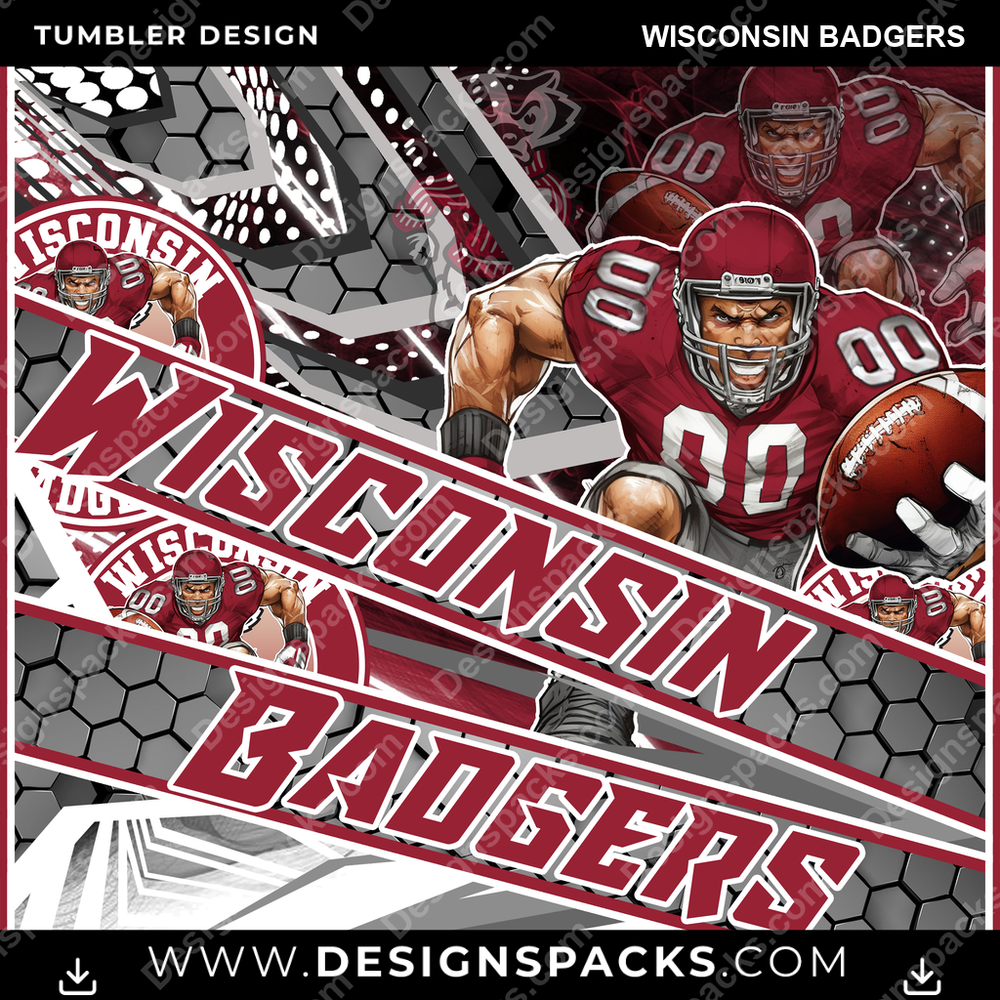 College Sport Fathead Wisconsin Badgers NCAA College Sport Tumbler Digital Wrap Design Download