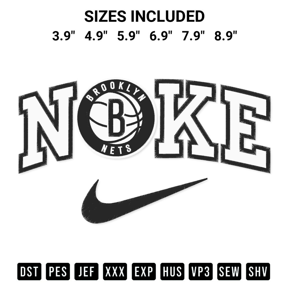 Download the Nike Brooklyn Nets Embroidery Design machine embroidery design exclusively at Designspacks.com. Premium digitized pattern for apparel and DIY crafts. Available sizes: 3.9", 4.9", 5.9", 6.9", 7.9", 8.9".